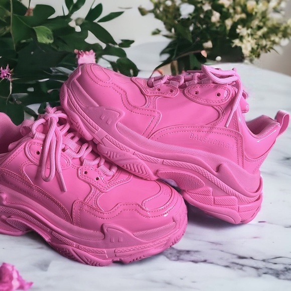 Barbie Pink BALENCIAGA Triple S - Shiny Latex Pink Rubber - Size EUR 36 / Size 6 - Picture 5 of 15